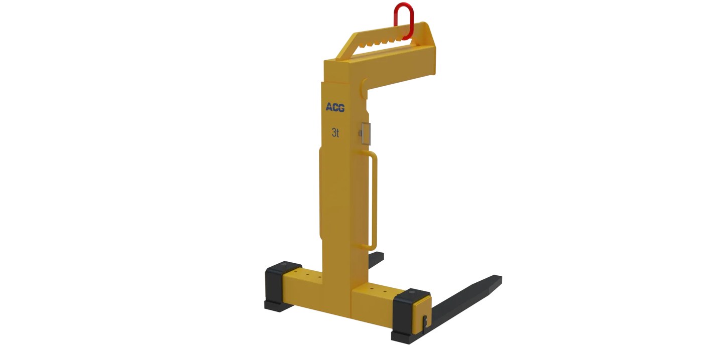 Crane Pallet Fork Handling a Pallet